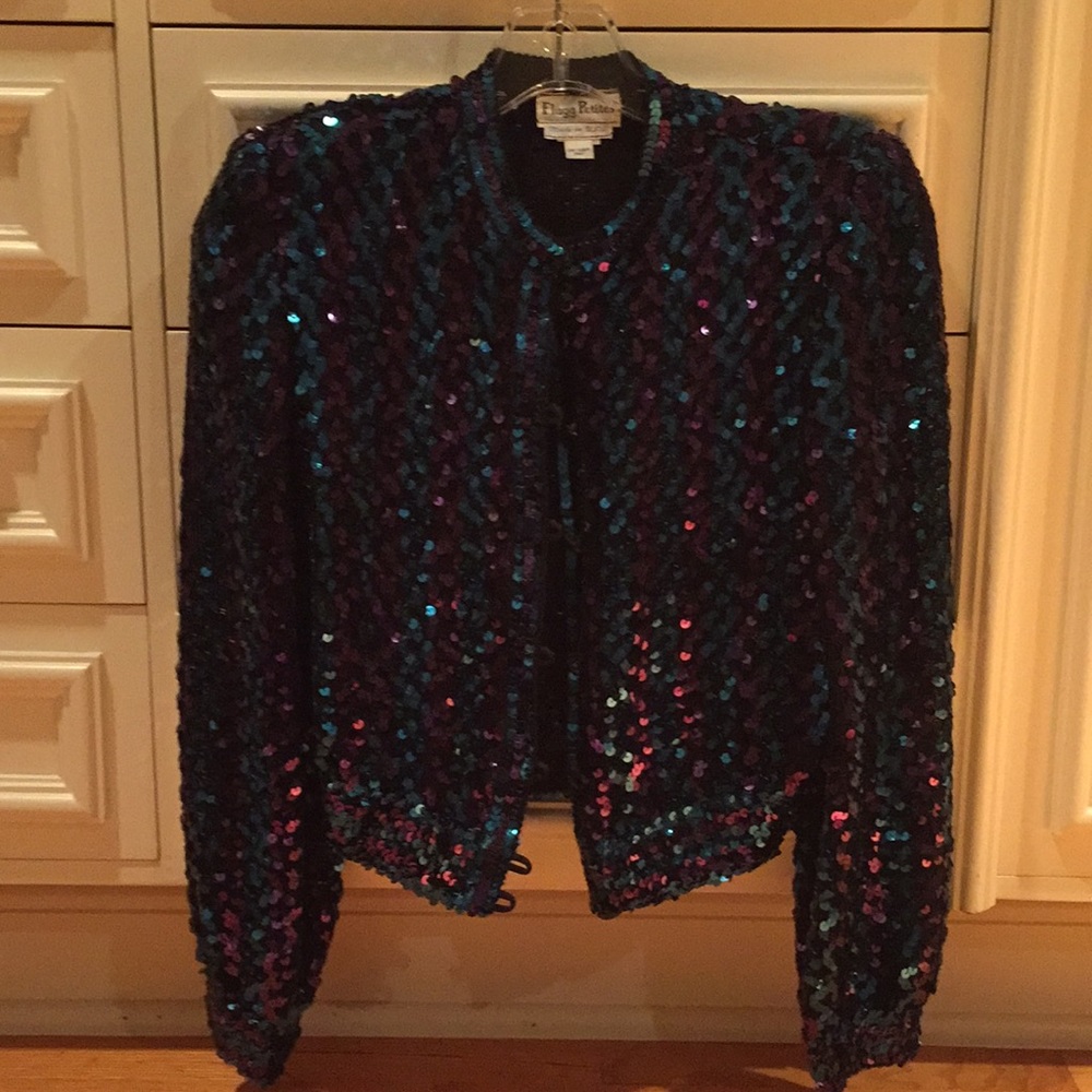 Women’s petite sequins jacket.